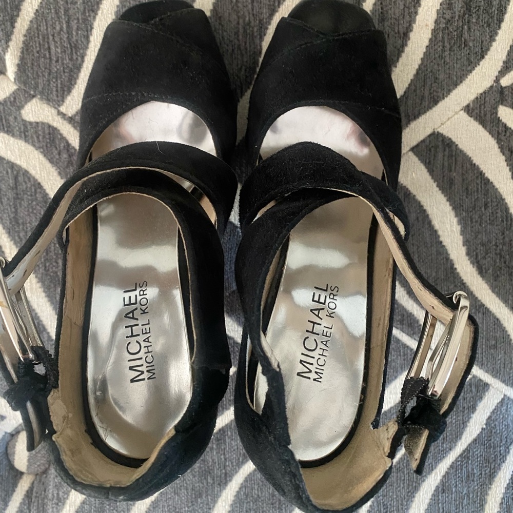Michael Kors, black suede ankle strap heels size 5